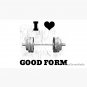 I LOVE HEART GOOD FORM Black Lettering Black Heart Barbell Design Cap