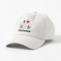 I LOVE  HEART TRAINING, Black Lettering Red Heart Barbell Design Cap