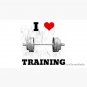 I LOVE HEART TRAINING, Black Lettering Red Heart Barbell Design Cap