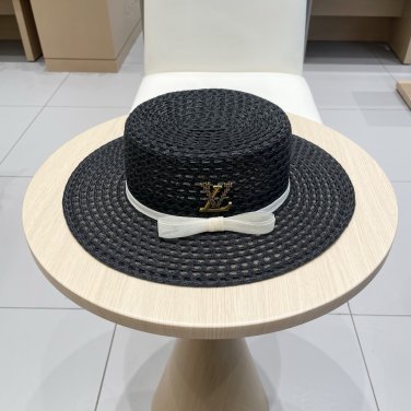 LV beach hat, fresh and light flat-top French sun protection hat for taking photos (9)