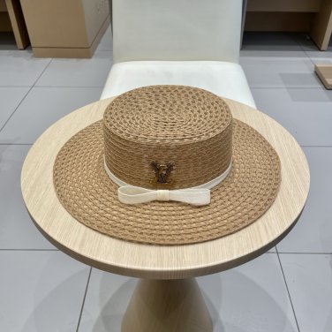 LV beach hat, fresh and light flat-top French sun protection hat for taking photos (10)