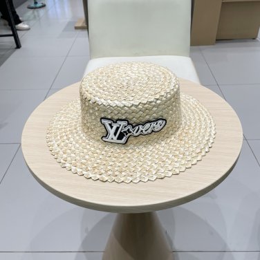 LV beach hat, fresh and light flat-top French sun protection hat for taking photos (14)