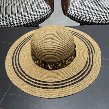 LV beach hat, fresh and light flat-top French sun protection hat for taking photos (18)