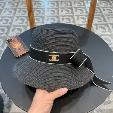 Celine's new spring and summer fisherman's hat, canvas hat, straw woven sunshade (17)