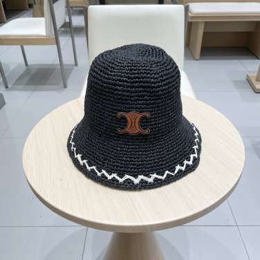 Celine's new spring and summer fisherman's hat, canvas hat, straw woven sunshade (44)