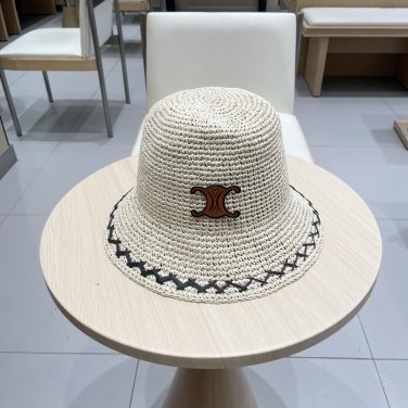 Celine's new spring and summer fisherman's hat, canvas hat, straw woven sunshade (45)