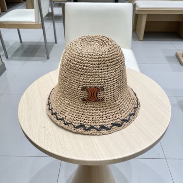Celine's new spring and summer fisherman's hat, canvas hat, straw woven sunshade (46)