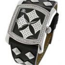 JLO Studded Crystal Black Dial Leather Watch