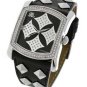 JLO Studded Crystal Black Dial Leather Watch