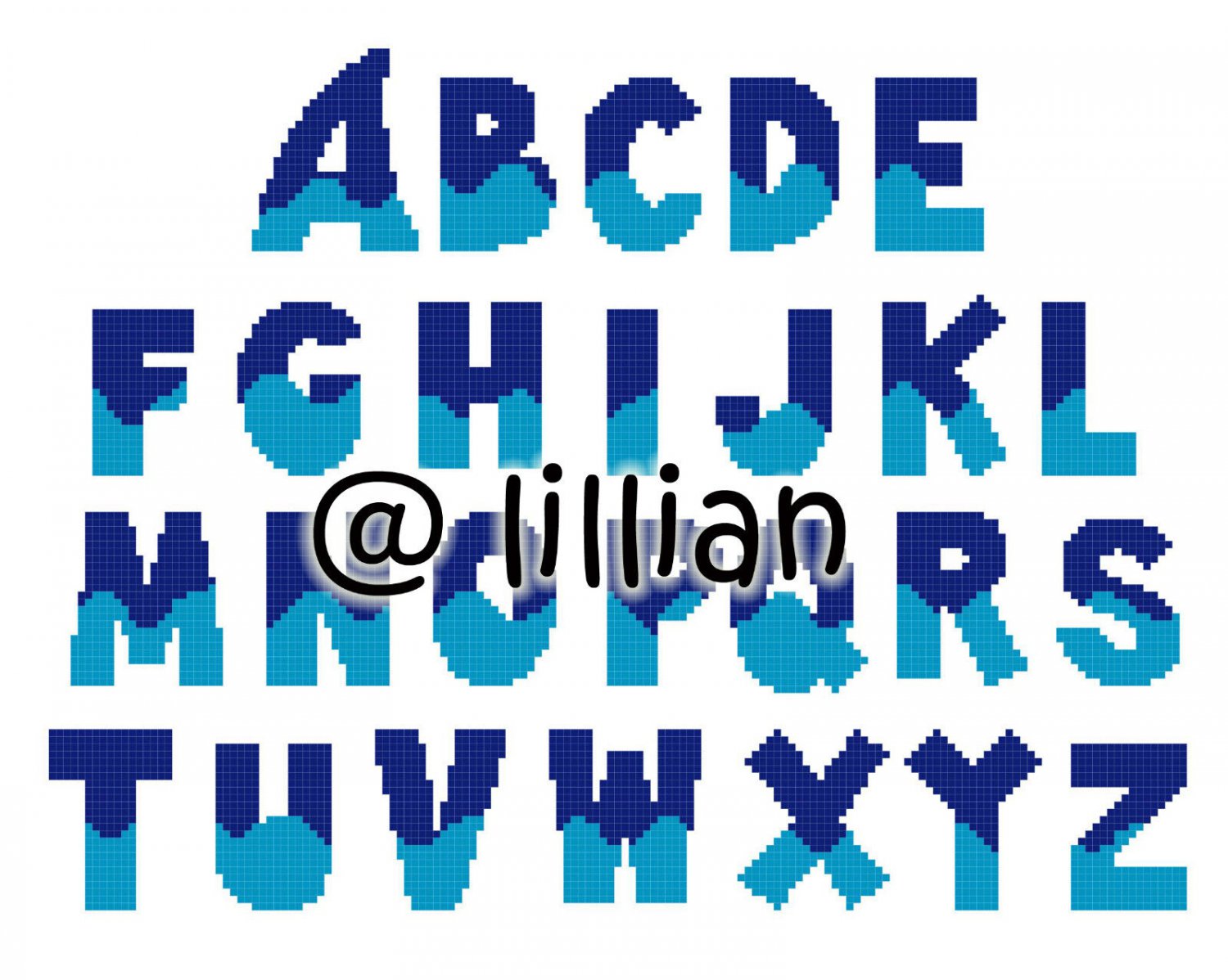 WAVE SEA WATER ALPHABET ALPHABETS ABC TO Z Counted Cross Stitch PATTERN