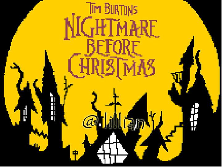 new THE NIGHTMARE BEFORE CHRISTMAS SCENERY Counted Cross Stitch PATTERN