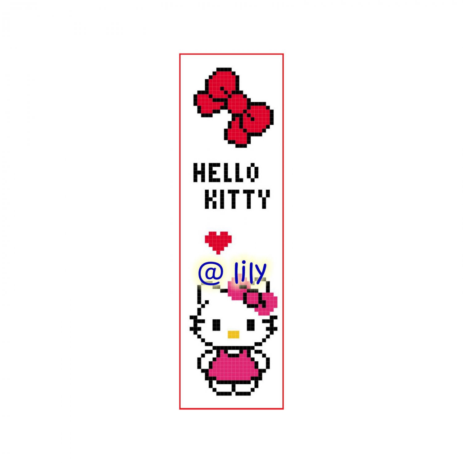 HELLO KITTY Grosgrain Ribbon Counted Cross Stitch Pattern Chart BookMark