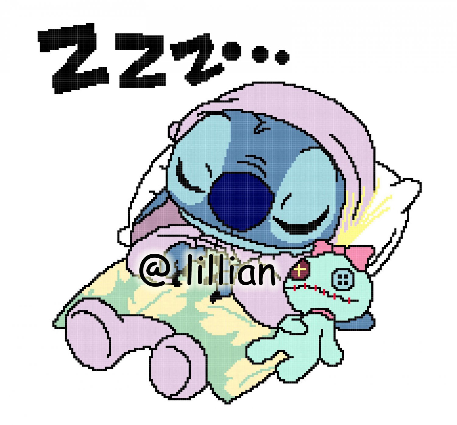 new LILO & STITCH ~ STITCH & SCRUMP SLEEPING Counted Cross Stitch PATTERN