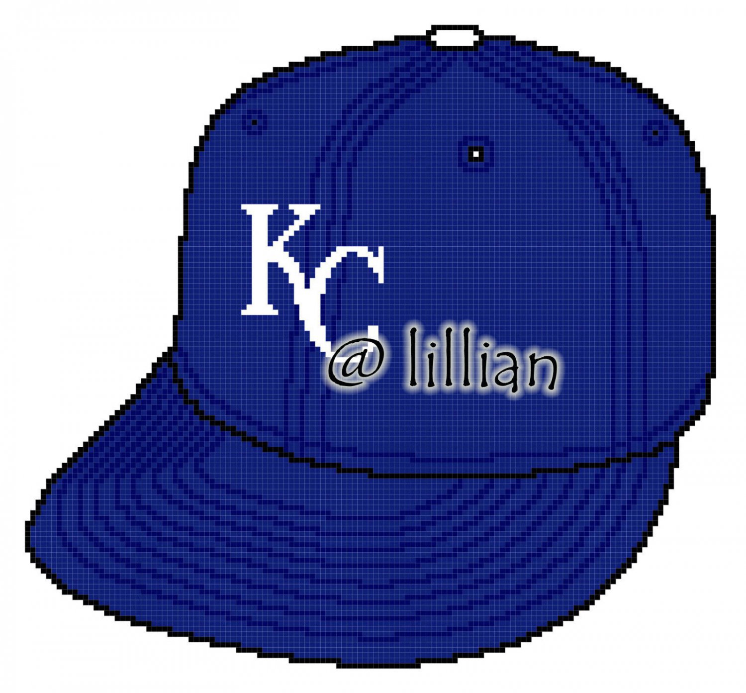 new BaseBall CAP Fan KANSACITROYAL Counted Cross Stitch PATTERN CHART
