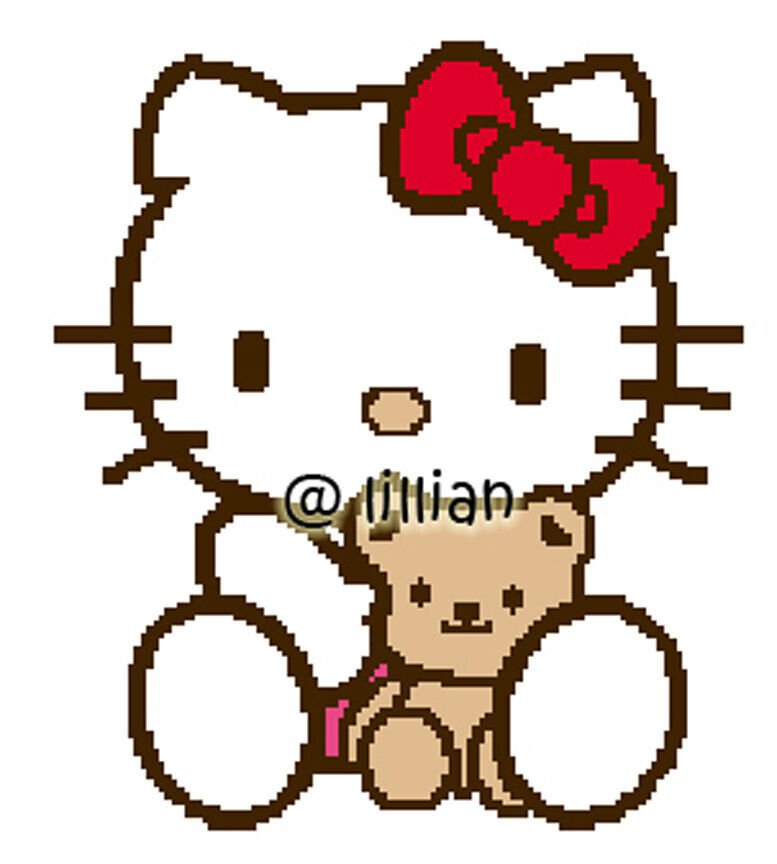 new HELLO KITTY WITH TEDDY BEAR Counted Cross Stitch PATTERN