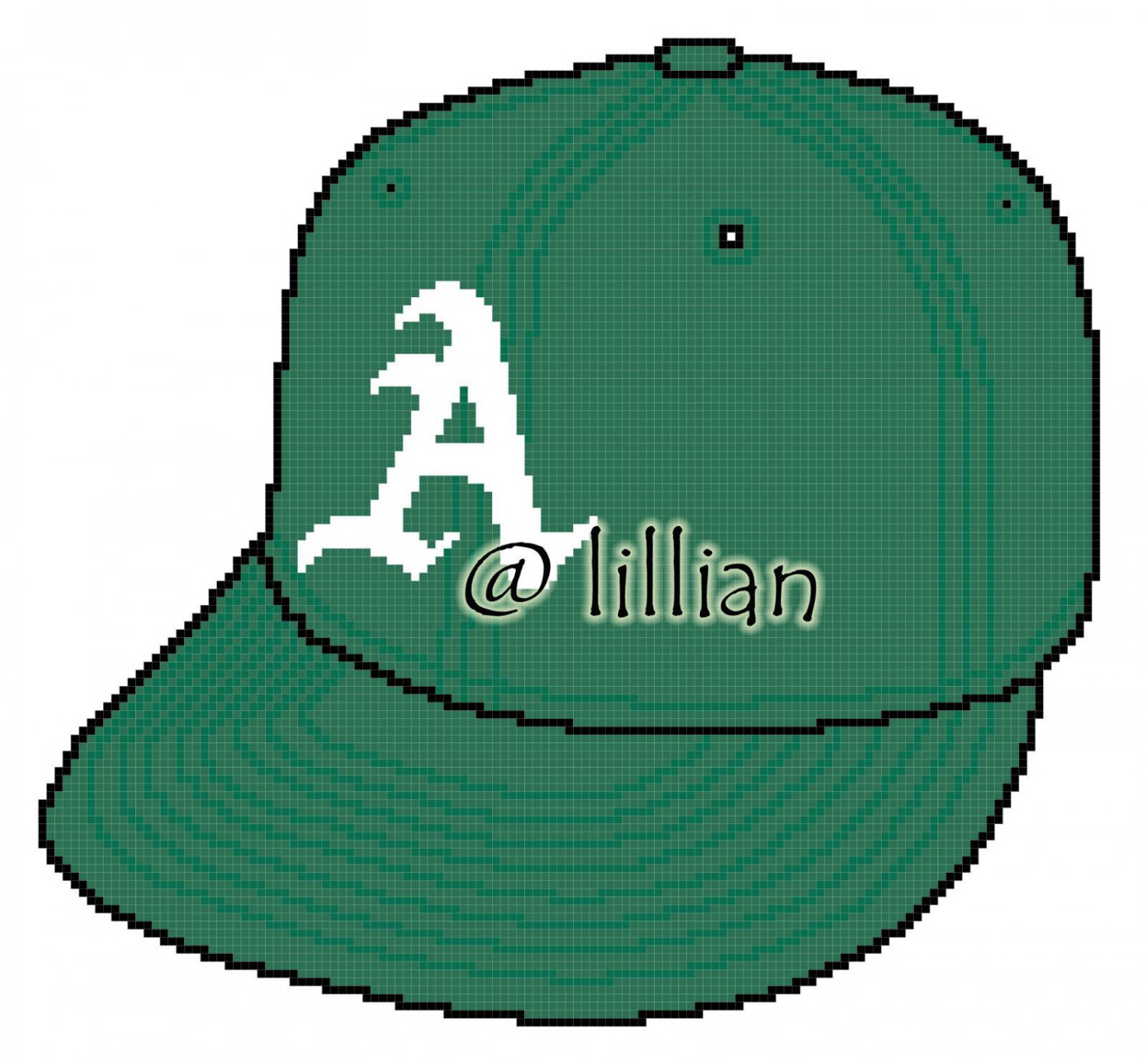 new BaseBall CAP Fan OAKLANATHLETICS Counted Cross Stitch PATTERN CHART