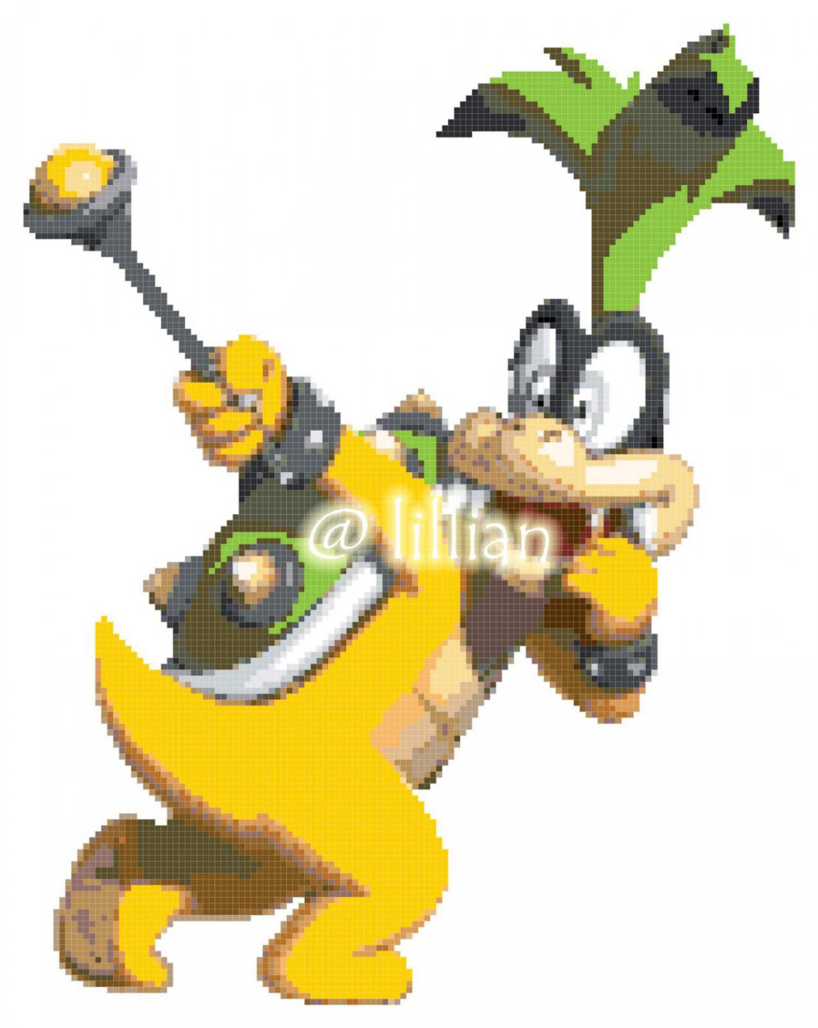 new SUPER MARIO ~ IGGY KOOPA Counted Cross Stitch PATTERN
