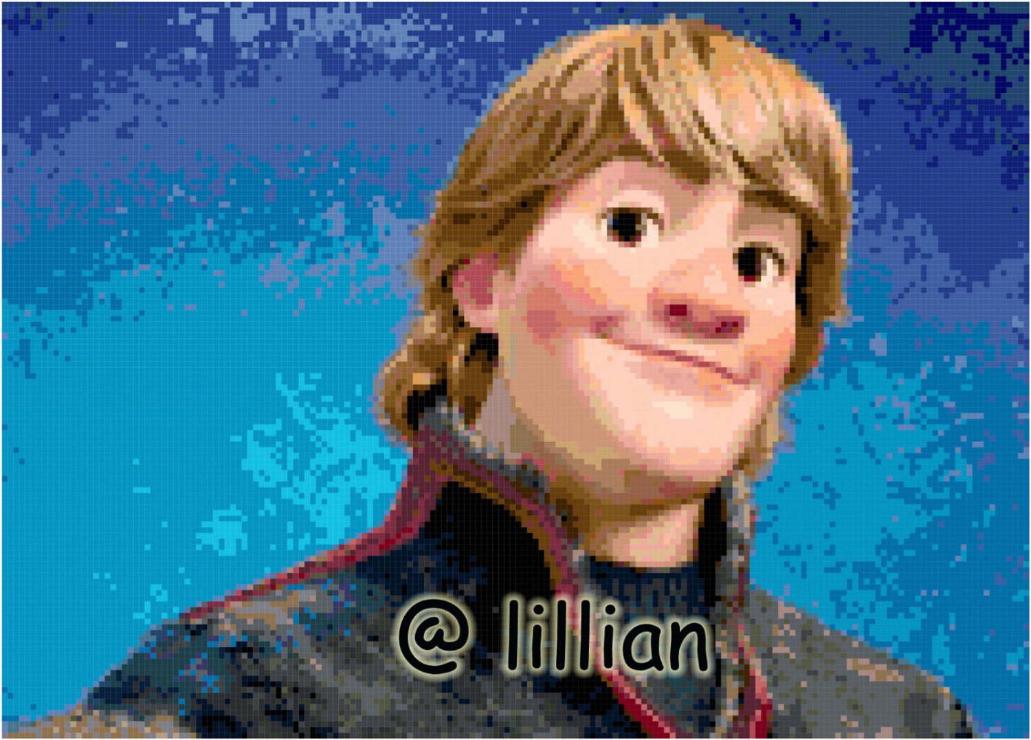 new *FROZEN KRISTOFF HEAD POTRAIT* Counted Cross Stitch PATTERN