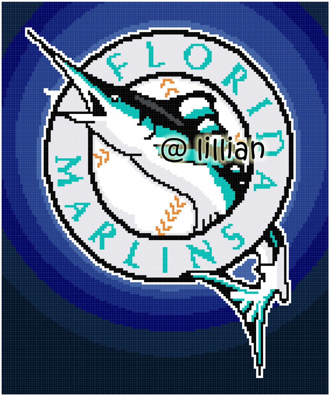 new BaseBall Fan FLORIDMARLINS Counted Cross Stitch PATTERN CHART