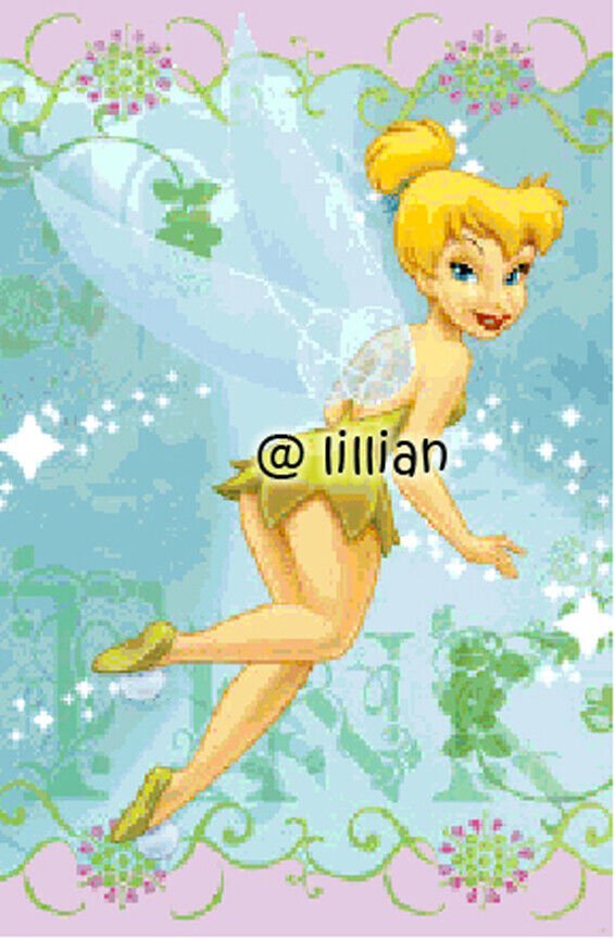 new *PRINCESS TINKERBELL FLYING HAPPILY* Counted Cross Stitch PATTERN
