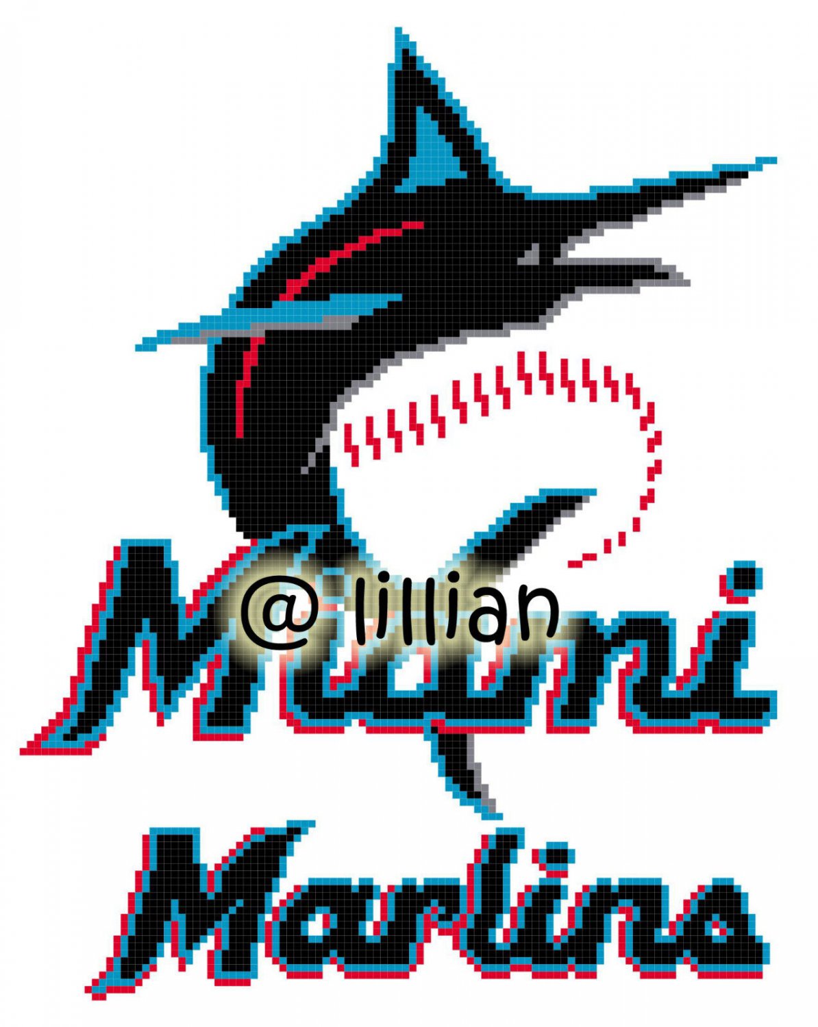 new BaseBall Fan MIAMIARLINSnew Counted Cross Stitch PATTERN CHART
