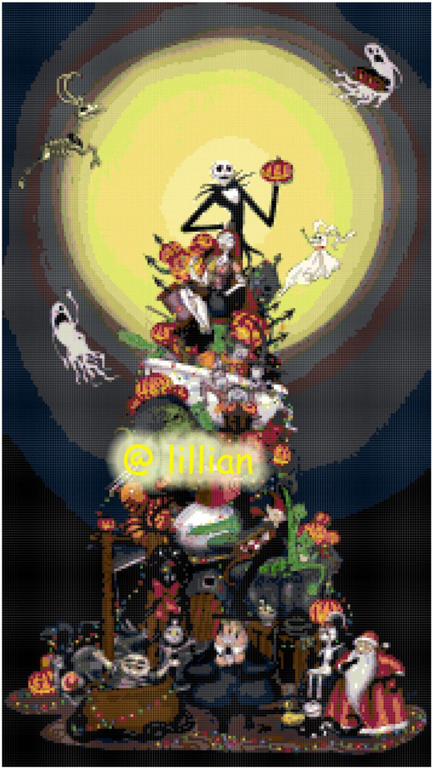 new THE NIGHTMARE BEFORE CHRISTMAS JACK FRIENDS c Counted Cross Stitch PATTERN