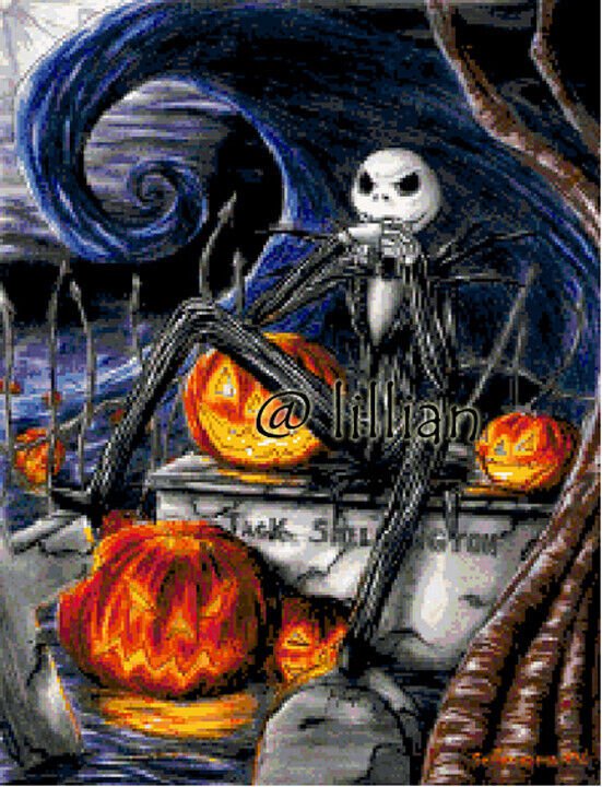 new NIGHTMARE BEFORE CHRISTMAS JACK RELAX PUMPKIN Counted Cross Stitch PATTERN