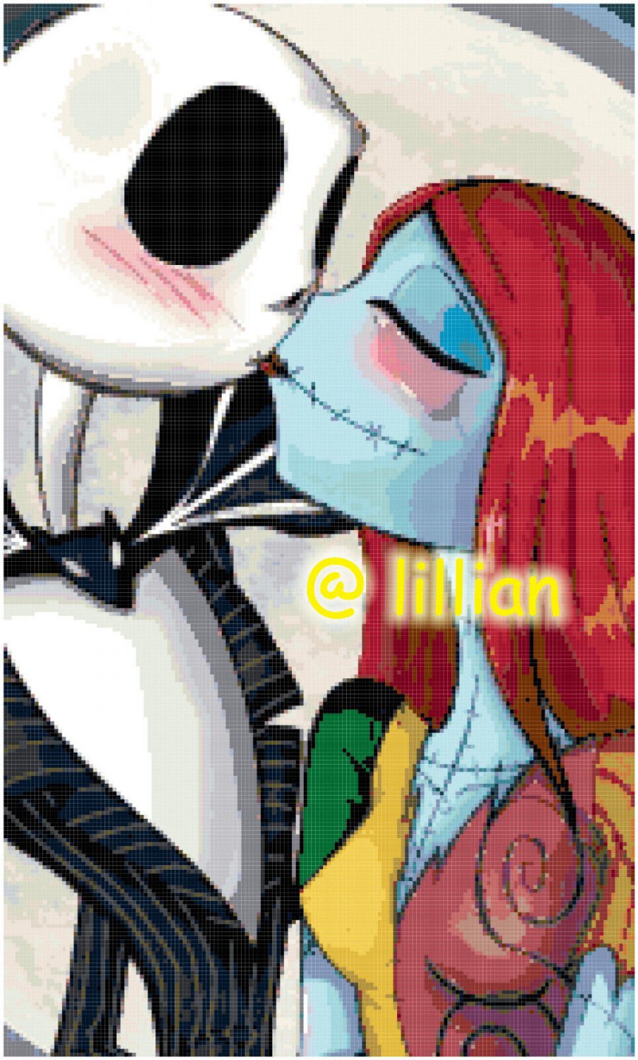 THE NIGHTMARE BEFORE CHRISTMAS JACK SALLY KISSING Counted Cross Stitch PATTERN