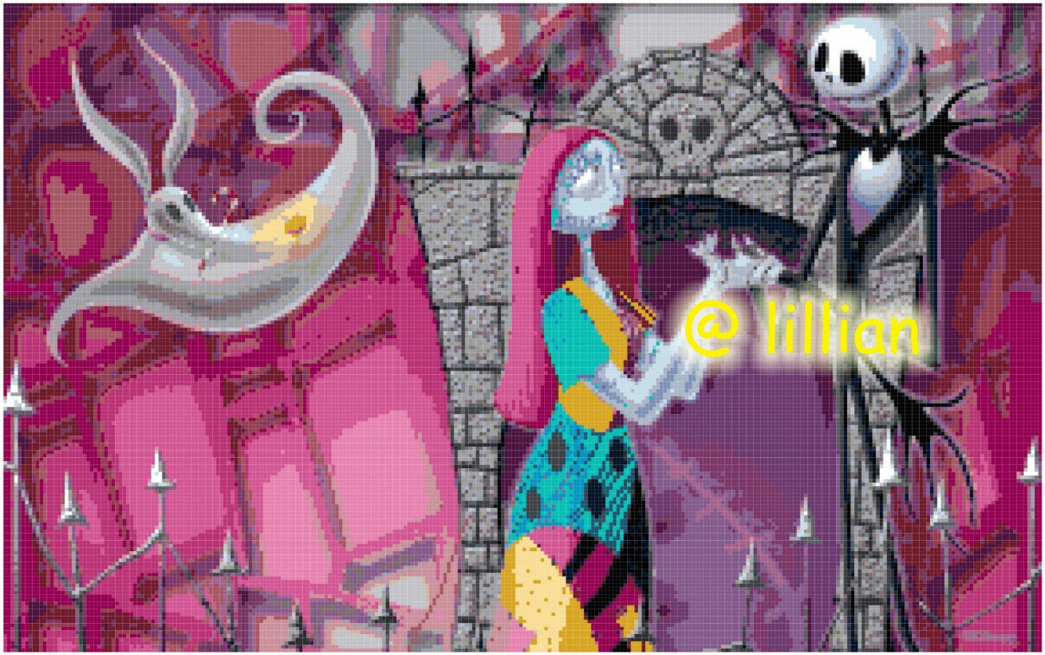 THE NIGHTMARE BEFORE CHRISTMAS JACK SALLY THANKFUL Counted Cross Stitch PATTERN