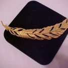 Vintage Goldtone Feather Brooch Pin Designer MONET