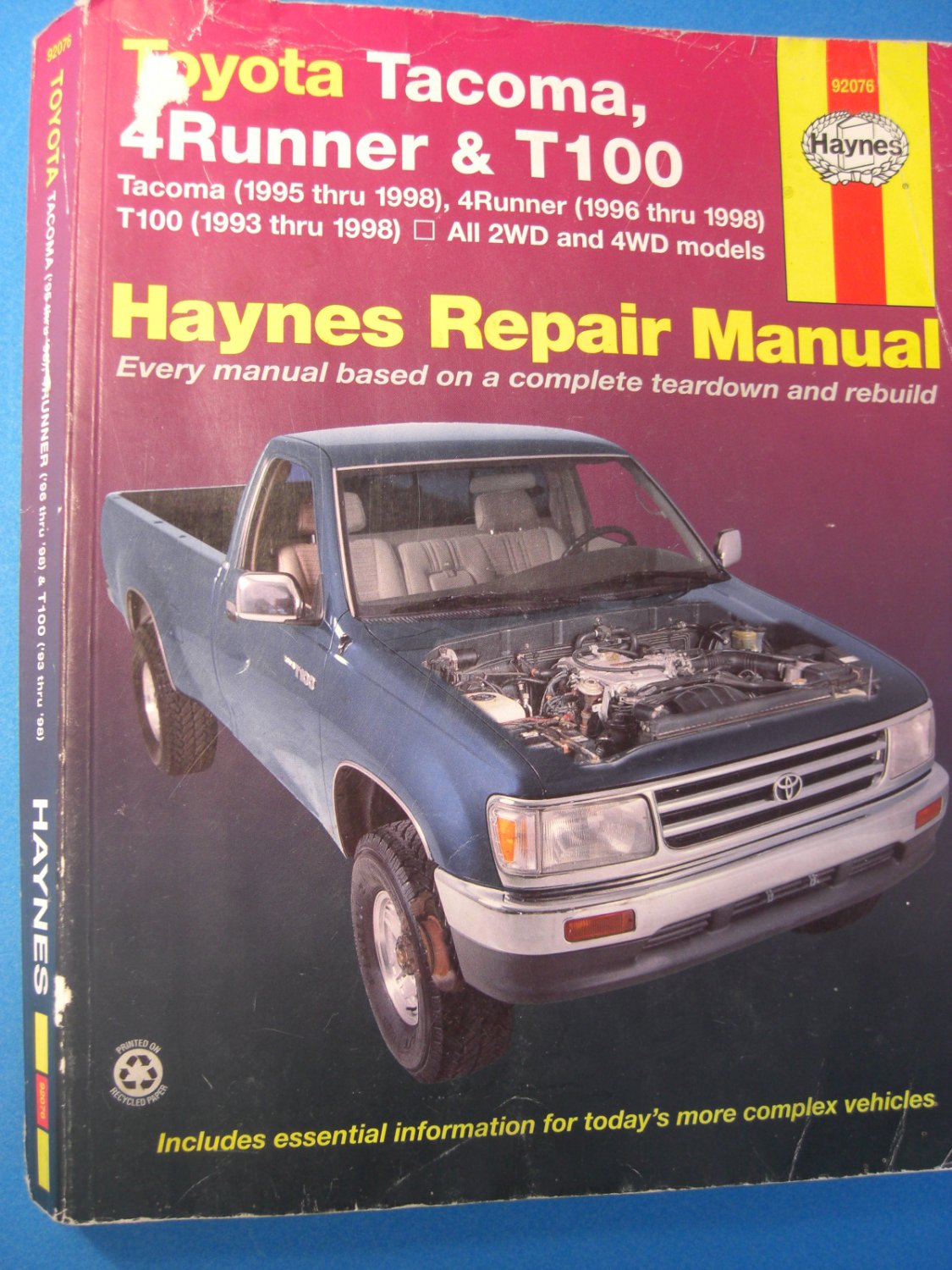 Toyota Haynes Repair Manual Tacoma 4 Runner Amp T100