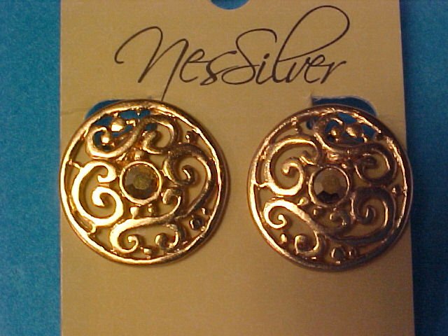 Earrings Clip Round Goldtone