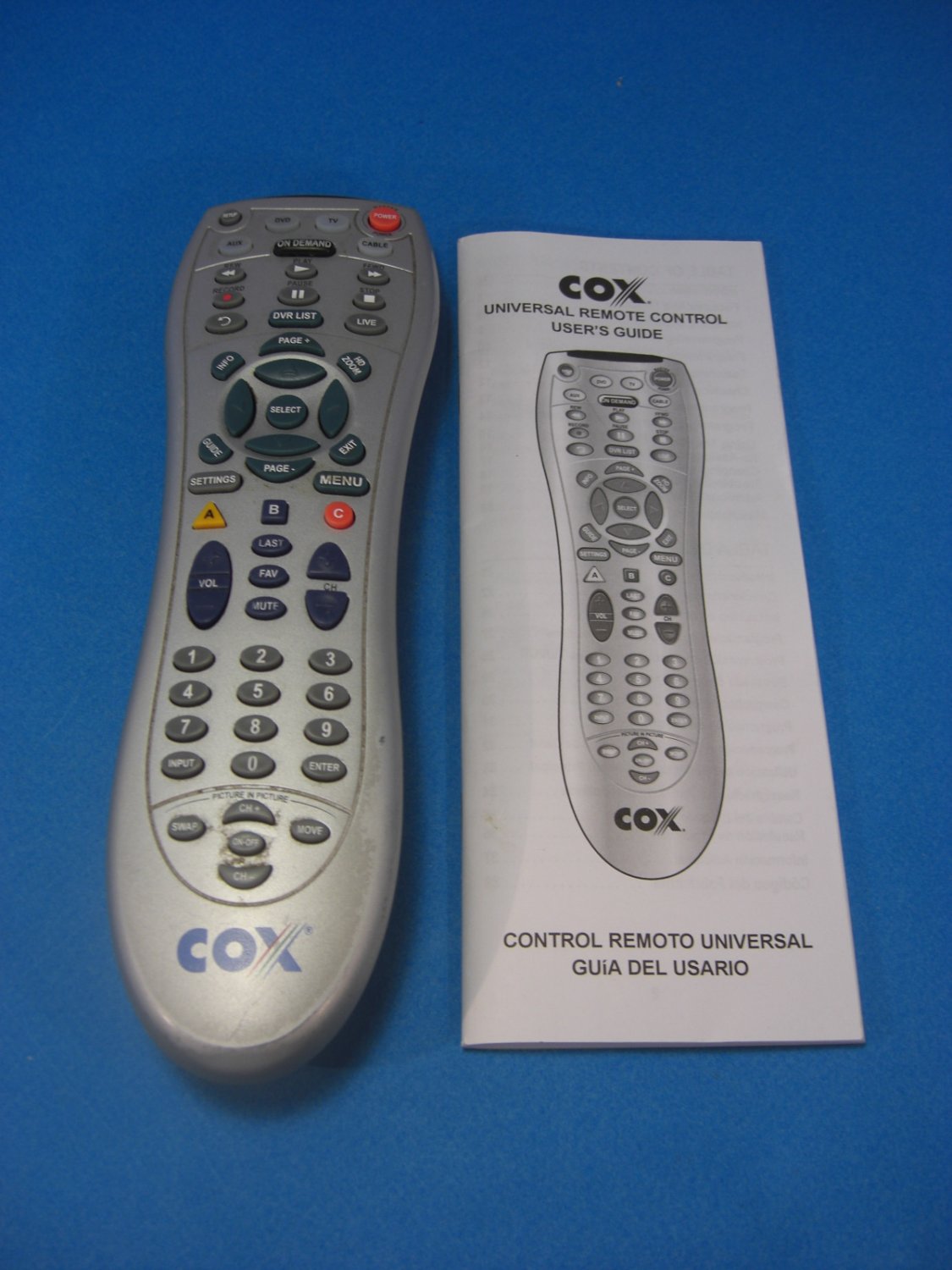 COX 7820ABP1SAR Digital Cable Remote Control ON DEMAND W/Manual
