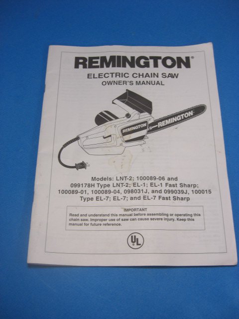 Remington Electric Chain Saw Instruction Manual