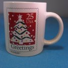 1990 USPS Postage Stamp Coffee Mug Christmas Holiday Greetings