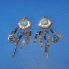 Sterling Silver Navajo Cascade  4½” Turquoise Earrings