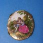 Limoges Porcelain Victorian Fragonard Oval Medallion Brooch