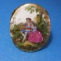 Limoges Porcelain Victorian Fragonard Oval Medallion Brooch
