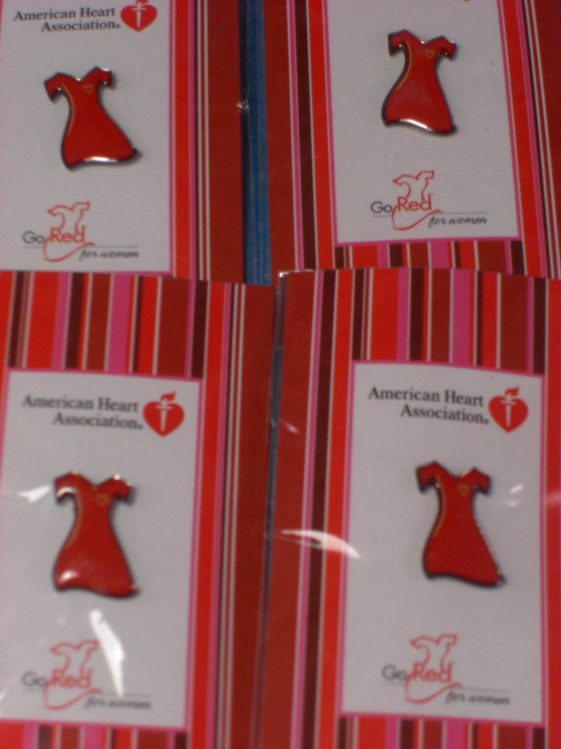 Love Your Heart ♥ FOUR Red Dress Pins