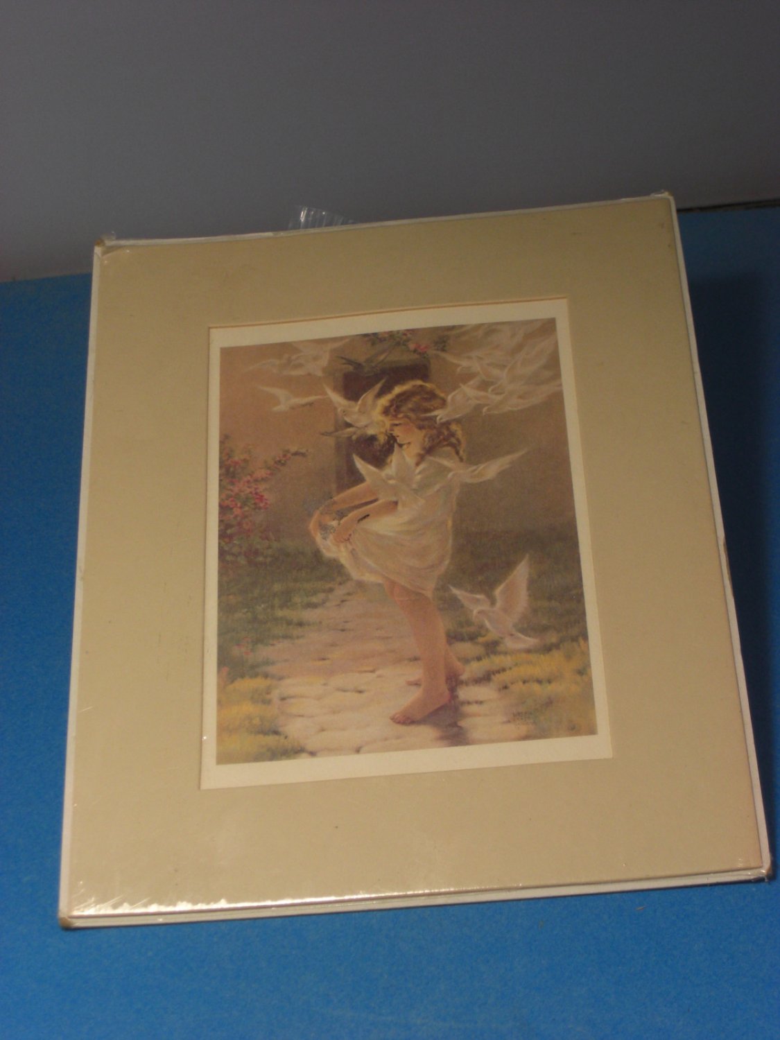 Bessie Pease Gutmann Girl Flying White Doves Lithograph Print The