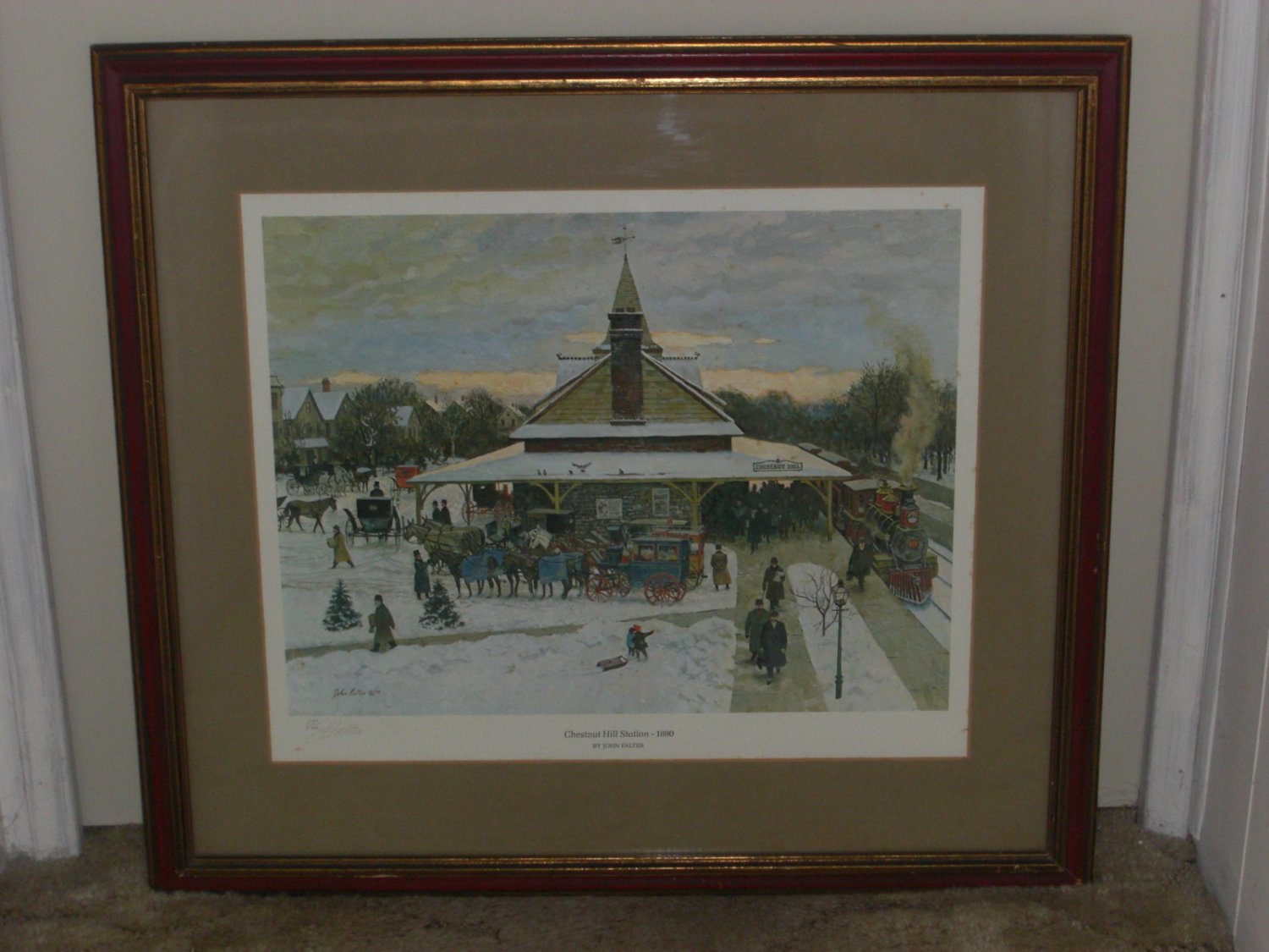 John Falter Framed Print "Chestnut Hill Station, PA," in 1890, Signed, Ltd. Ed.