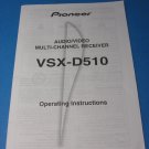 Pioneer Audio Video Stereo Receiver Manual Only for VSX-D510