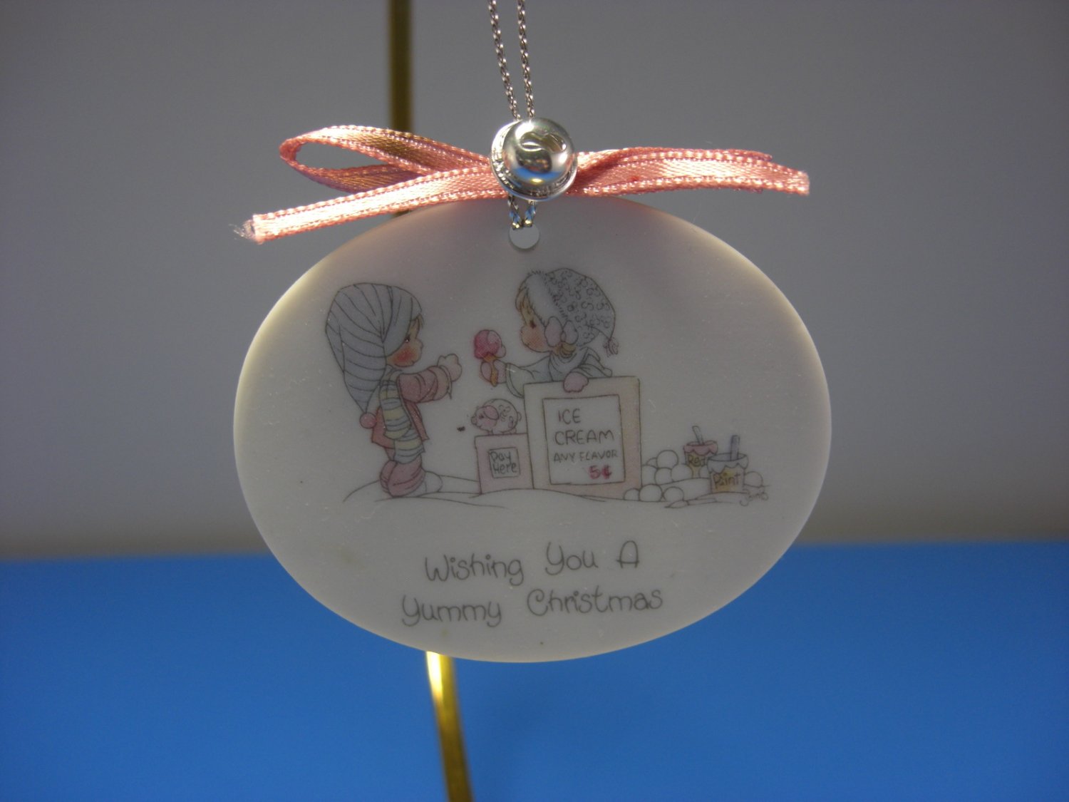 Enesco Precious Moments Round Christmas Ornament Vintage 1989 Samuel J