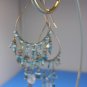 Beaded Blue Glass Dangle Loops Pierced Earrings Silver Tone Finish