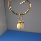 Ivory Beaded + Clear Faceted Goldtoned Dangle Earrings