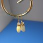 Ivory Beaded + Clear Faceted Goldtoned Dangle Earrings