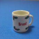 Christmas Ornament Tiny Mug Personalized "BRENT" Porcelain Cup