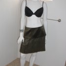 Maria Bianca Nero Pleated Olive Green Skirt Back Zipper Sz M