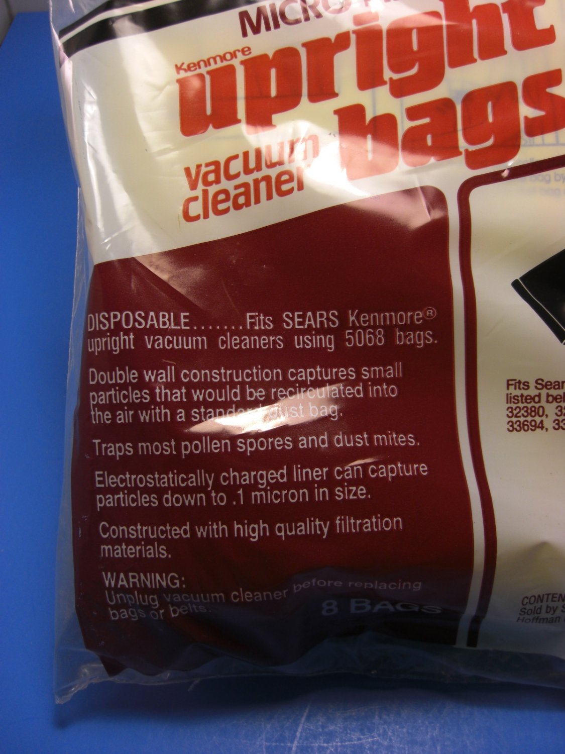 Sears Kenmore Upright Micro Filtration Vacuum Bags 50688 8 Bags