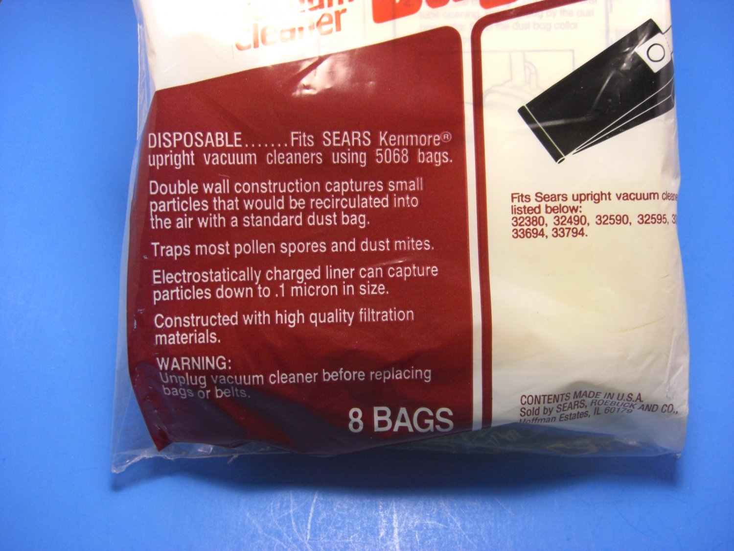 Sears Kenmore Upright Micro Filtration Vacuum Bags 50688 8 Bags